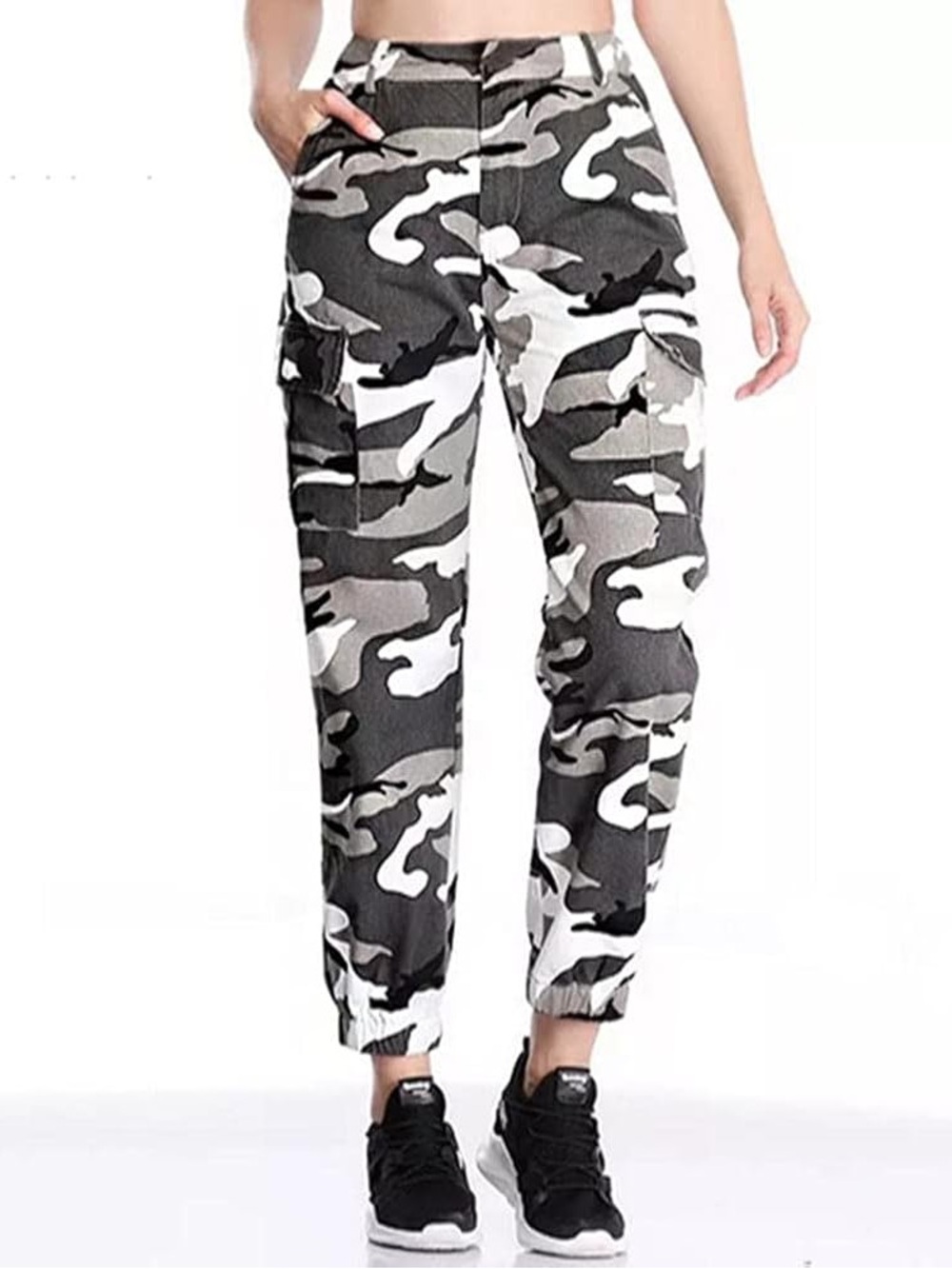 PrettyLittleThing Black & White Camo Cargo Joggers